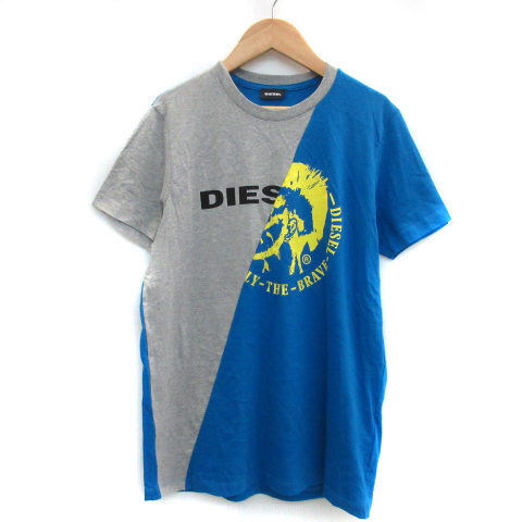 ディーゼル Diesel Tシャツ カットソー 半袖 ラウンドネック プリント マルチカラー グレー 水色 Ys24 メンズ 171 ベクトルパーク