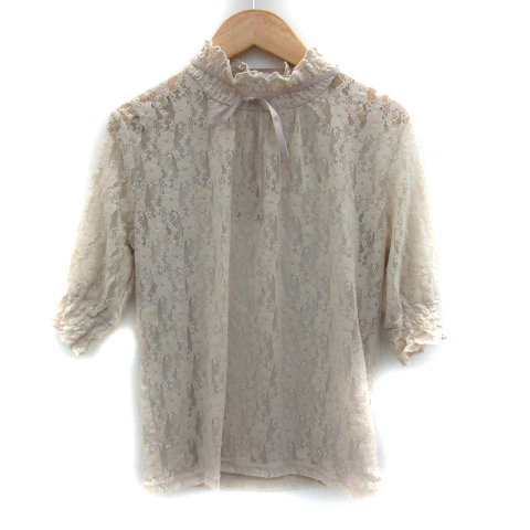 ジルバイジルスチュアート Jill By Jillstuart ブラウス カットソー 五分袖 ハイネック レース リボン シースルー 2点セット F ベージュ Sm3 レディース 171 ベクトルパーク