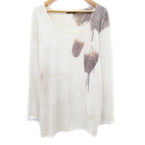 ゴア Goa チュニック Tシャツ カットソー 長袖 ラウンドネック 透け感 プリント F ベージュ Ff15 レディース 171 ベクトルパーク