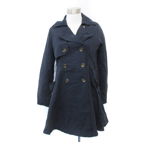 ヘザー Heather コート スプリング トレンチ ミドル丈 ダブルボタン 無地 F 紺 ネイビー Ys2 レディース 171 ベクトルパーク