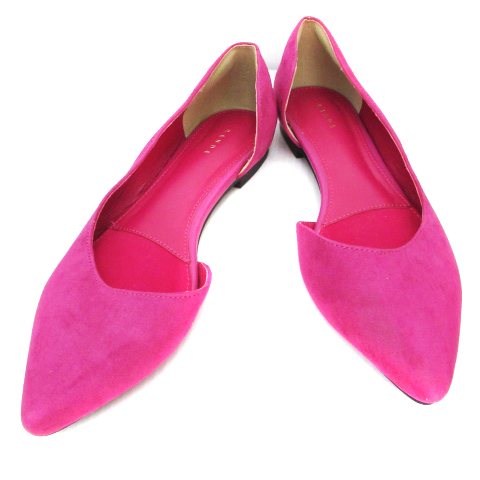 ランダ Randa パンプス サイドオープン ポインテッドトゥ フラット ぺたんこ靴 スエード 無地 24 ピンク Ff23 レディース 171 ベクトルパーク