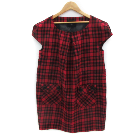 アズノウアズ ドゥバズ As Know As De Base ワンピース 半袖 ミニ丈 ラウンドネック チェック柄 パープル Yk41 レディース 171 ベクトルパーク