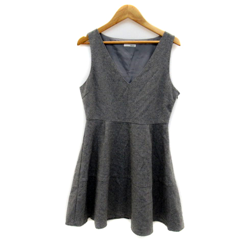 リゼクシー Resexxy ワンピース ミニ丈 ノースリーブ Vネック 無地 ウール混 S グレー Sy33 レディース 171 ベクトルパーク