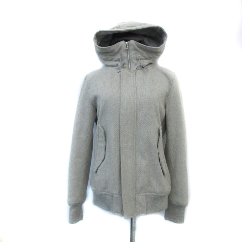 グローバルワーク Global Work ジャケット ニット ミドル丈 ジップアップ フード付き ウール混 M ライトグレー Ys2 レディース 171 ベクトルパーク
