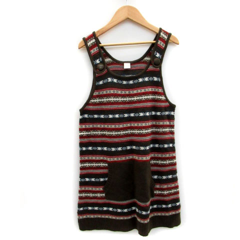 ビームスボーイ Beams Boy ワンピース ニット ノースリーブ Uネック ミニ丈 ボーダー柄 マルチカラー ブラウン 茶 Ms レディース 171 ベクトルパーク