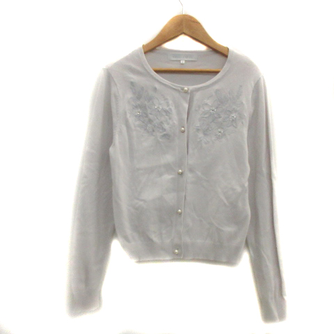 マーキュリーデュオ Mercuryduo カーディガン ニット ラウンドネック 花柄刺繍 ビーズ刺繍 フェイクパール F ライトグレー Ys38 レディース 171 ベクトルパーク