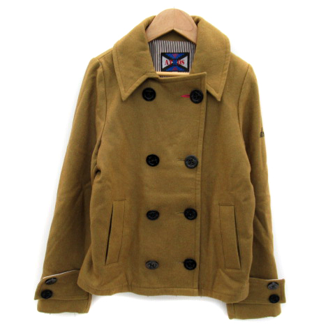 アトモス Atmos Pコート ピーコート ショート丈 無地 ロゴ刺繍 ウール S キャメル Sy6 レディース 171 ベクトルパーク