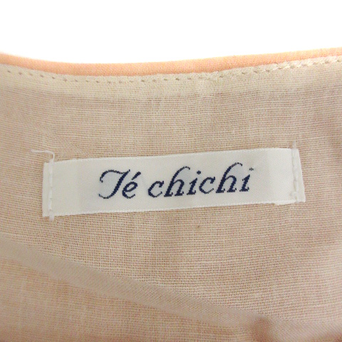 テチチ Te Chichi ワンピース ひざ丈 ノースリーブ Uネック リボン リネン混 M オレンジベージュ Sm17 レディース 171 ベクトルパーク