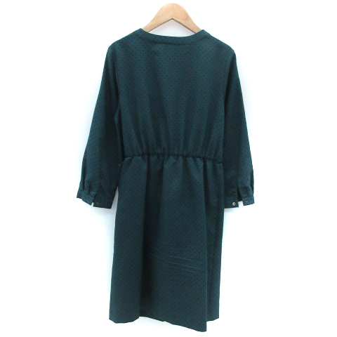 シップス Ships ワンピース ひざ丈 長袖 スリットネック ドット柄 リボン 38 グリーン 緑 Ym28 レディース 171 ベクトルパーク