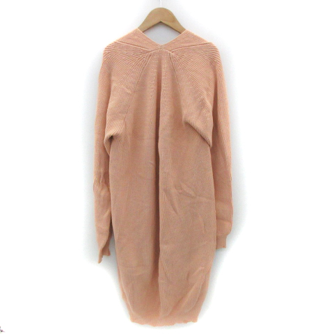 ナノユニバース Nano Universe ワンピース ニット ミモレ丈 長袖 Vネック 無地 F サーモンピンク Yk34 レディース 171 ベクトルパーク