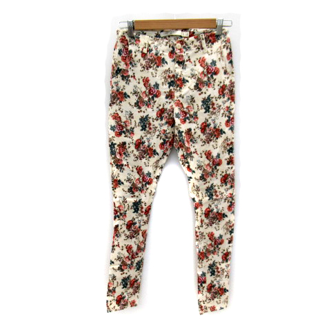 ザラ トラファルック Zara Trafaluc パンツ スキニー ロング丈 花柄 マルチカラー 34 アイボリー 赤 レッド 緑 グリーン Sy レディース 171 ベクトルパーク