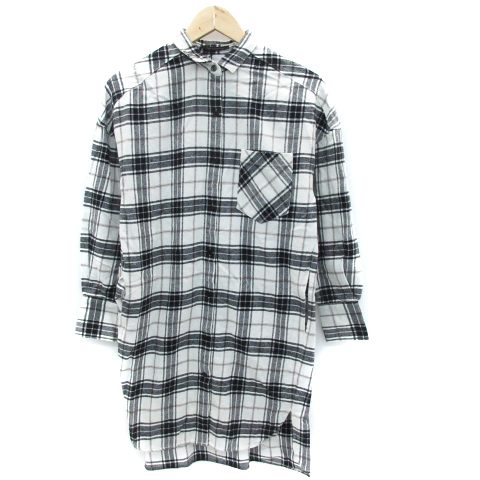 未使用品 バンヤードストーム Barnyardstorm ワンピース シャツ ひざ丈 長袖 チェック柄 0 マルチカラー 白 ホワイト 黒 ブラック Sm26 レディース 171 ベクトルパーク