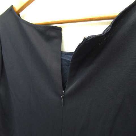 レジーナリスレ Regina Risurre ワンピース ひざ丈 七分袖 ラウンドネック 無地 38 紺 ネイビー Yk11 レディース 171 ベクトルパーク