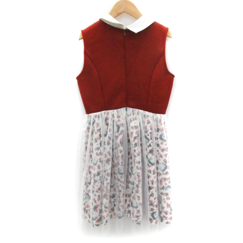 ミーア Miia ワンピース ひざ丈 ノースリーブ チュール 襟付き ベティちゃん F レッド 赤 ホワイト 白 Ym29 レディース 171 ベクトルパーク