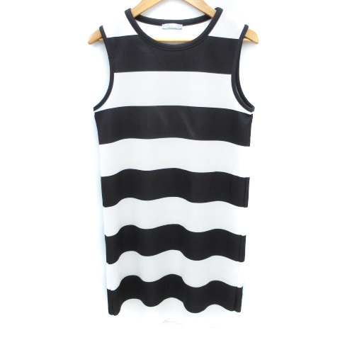 ザラ Zara ワンピース ひざ丈 ノースリーブ ラウンドネック ボーダー柄 Xs モノトーン 白 黒 ホワイト ブラック Ff18 レディース 171 ベクトルパーク