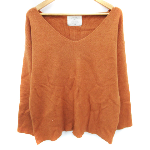 アングリッド Ungrid ニット リブ カットソー 長袖 Vネック 無地 F オレンジ Ff32 レディース 171 ベクトルパーク