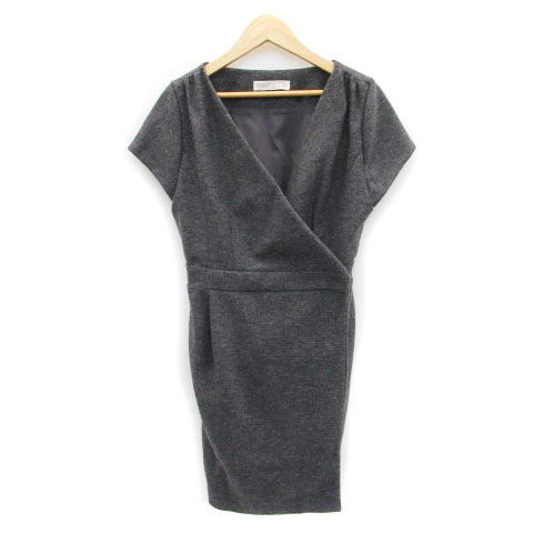 マーキュリーデュオ Mercuryduo ワンピース 半袖 ミニ丈 カシュクール 切替 異素材 ウール F グレー Ms13 レディース 171 ベクトルパーク