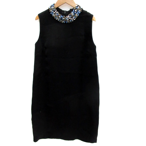 ダブルスタンダードクロージング ダブスタ Double Standard Clothing ワンピース ひざ丈 ノースリーブ ビジュー サテン F 黒 ブラック Sm6 レディース 171 ベクトルパーク