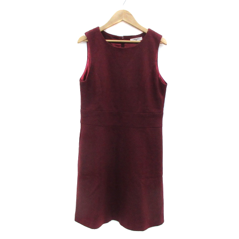 ナチュラルビューティーベーシック Natural Beauty Basic ワンピース ミニ丈 ノースリーブ ラウンドネック 無地 ウール混 M ワインレッド Ys38 レディース 171 ベクトルパーク