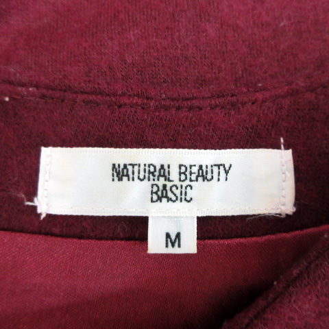 ナチュラルビューティーベーシック Natural Beauty Basic ワンピース ミニ丈 ノースリーブ ラウンドネック 無地 ウール混 M ワインレッド Ys38 レディース 171 ベクトルパーク