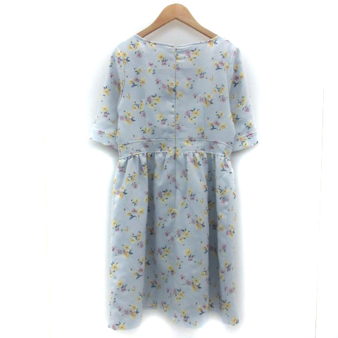 パターンフィオナ Pattern Fiona ワンピース ひざ丈 七分袖 ラウンドネック マルチカラー M ライトブルー 水色 Ym33 レディース 171 ベクトルパーク