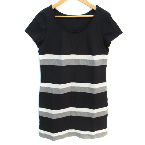 プレミアム バイ ビッキー Premium By Vicky ワンピース ミニ丈 半袖 Uネック ボーダー柄 2 黒 グレー ブラック Ff14 レディース 171 ベクトルパーク