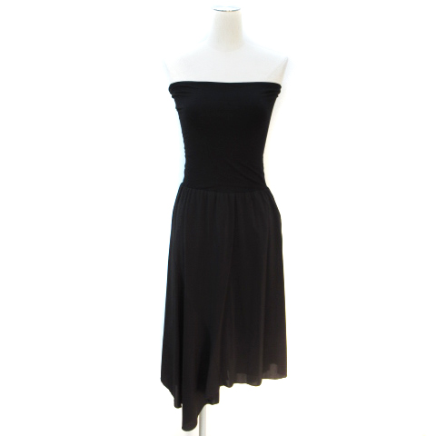 クーカイ Kookai ワンピース ベアトップ フレア ミモレ丈 切替 アシンメトリー 無地 38 黒 ブラック Ff13 レディース 171 ベクトルパーク