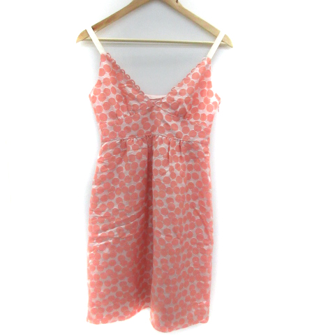 シンシアローリー Cynthia Rowley ワンピース キャミソール ひざ丈 Vネック 総柄 2 サーモンピンク シルバー Sm3 レディース 171 ベクトルパーク