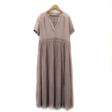 ココディール Coco Deal ワンピース ロング丈 マキシ丈 半袖 スキッパーカラー リボン シャーリング プリーツ 2 ピンクベージュ Yk18 レディース 171 ベクトルパーク