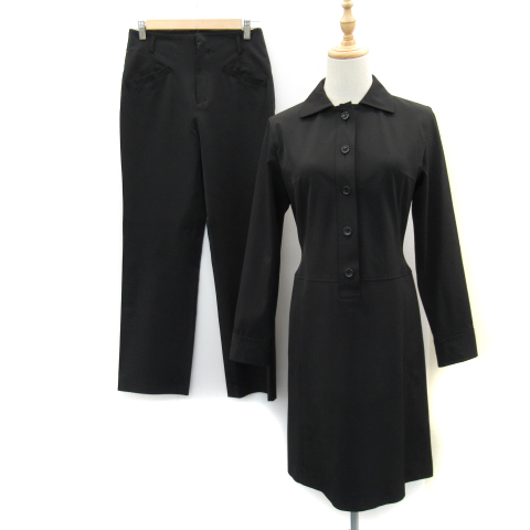 ケーティー キヨコ タカセ K T Kiyoko Takase シニョン Chignon セットアップ 上下 ワンピース ひざ丈 長袖 パンツ ストレート ロング丈 無地 M 黒 ブラック Yk9 レディース 171 ベクトルパーク
