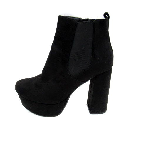 ローズエッセンス R E Rosessence ブーツ ショート サイドゴア ハイヒール チャンキーヒール 無地 スエード調 M 黒 ブラック Sy1 レディース 171 ベクトルパーク