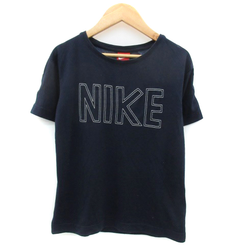 ナイキ Nike Tシャツ カットソー 半袖 ラウンドネック 刺繍 Xs ネイビー 紺 Ym40 レディース 171 ベクトルパーク