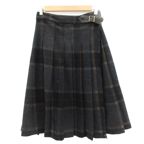 レイビームス Ray Beams スカート キルト プリーツ ミモレ丈 チェック柄 ウール混 0 マルチカラー グレー ベージュ Sm26 レディース 171 ベクトルパーク