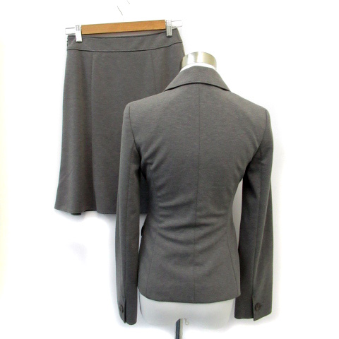 クイーンズコート Queens Court スーツ セットアップ 上下 ジャケット テーラード ミドル丈 シングルボタン 総裏地 スカート フレア ひざ丈 1 グレー Ms1 レディース 171 ベクトルパーク