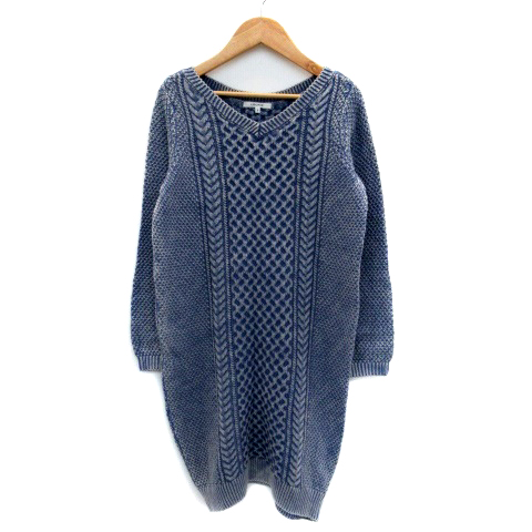 ルーニィ Lounie ワンピース ニット Vネック 長袖 ミニ丈 F 水色 ライトブルー Ho3 レディース 171 ベクトルパーク