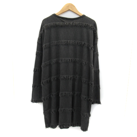 ザラ Zara ワンピース ミニ丈 長袖 ラウンドネック フリンジ S グレー Yk36 レディース 171 ベクトルパーク