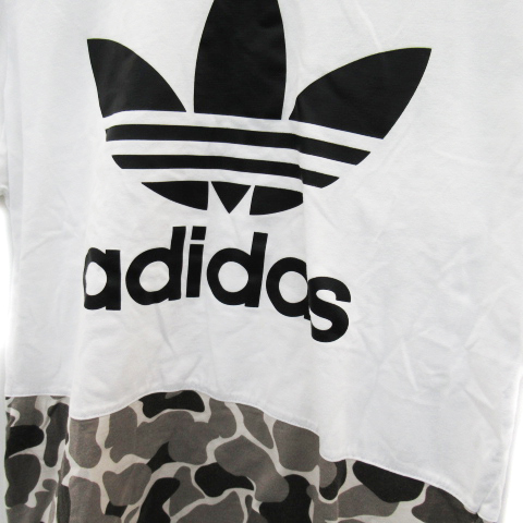 アディダスオリジナルス Adidas Originals Tシャツ カットソー 半袖 クルーネック ロゴ 総柄 S マルチカラー 白 ホワイト ブラウン Yk34 レディース 171 ベクトルパーク