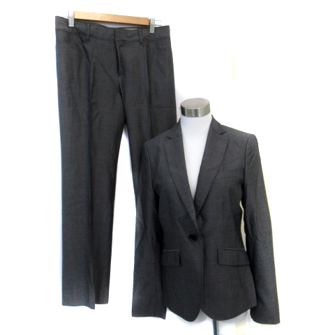ニューヨーカー Newyorker スーツ セットアップ 上下 ジャケット テーラード シングル ミドル丈 パンツ スラックス ロング丈 ウール シルク混 11ar グレー Ho19 レディース 171 ベクトルパーク
