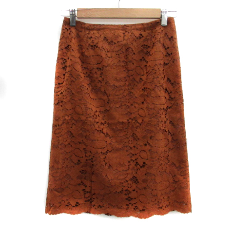 グリーンレーベルリラクシング ユナイテッドアローズ Green Label Relaxing スカート タイト ミモレ丈 花柄 総レース 38 茶 ブラウン Ys13 レディース 171 ベクトルパーク