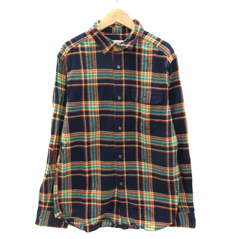 チャオパニック Ciaopanic Cp C Works Sports ネルシャツ ロング丈 長袖 チェック柄 M マルチカラー 紺 ネイビー 緑 グリーン Sm42 レディース 171 ベクトルパーク