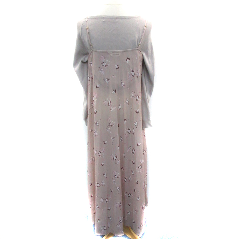 ココディール Coco Deal セットアップ ワンピース キャミソール マキシ丈 ロング丈 花柄 ニット カットソー 長袖 ラウンドネック 1 マルチカラー グレー ワインレッド Sm42 レディース 171 ベクトルパーク