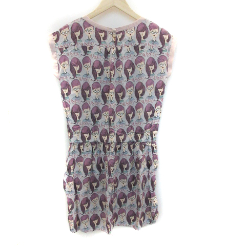 アイアムアイ I Am I ワンピース ひざ丈 ノースリーブ ラウンドネック 総柄 F マルチカラー パープル 紫 ピンク Sm28 レディース 171 ベクトルパーク