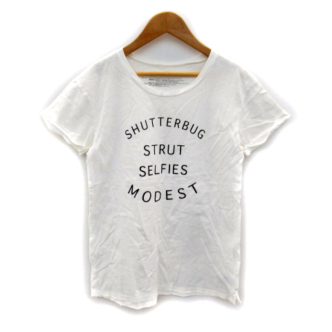 ムルーア Murua Tシャツ カットソー 半袖 ラウンドネック プリント ロールアップ F 白 ホワイト Sy1 レディース 171 ベクトルパーク