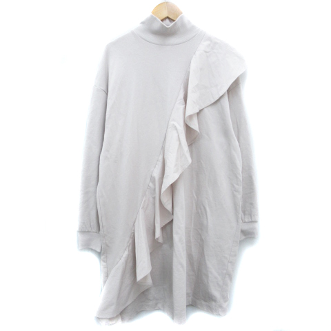 ザラ Zara ワンピース ひざ丈 長袖 ハイネック フリル 無地 オーバーサイズ Xs ベージュ Ff13 レディース 171 ベクトルパーク