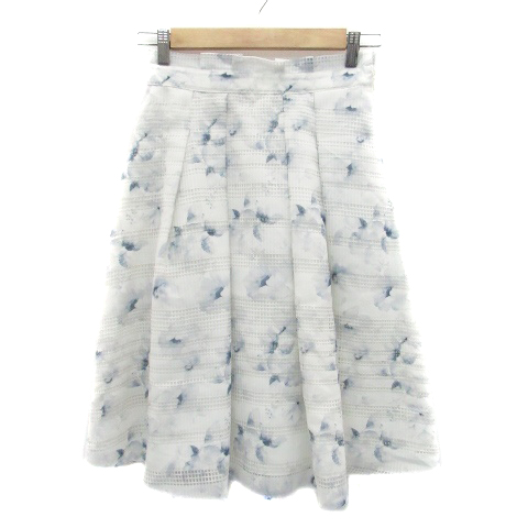 ファビュラス アンジェラ Fabulous Angela スカート フレア ミモレ丈 花柄 F 白 ホワイト 水色 ライトブルー Ho30 レディース 171 ベクトルパーク