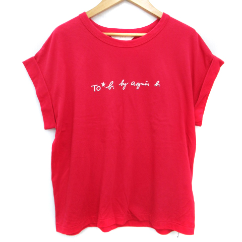 トゥービーバイアニエスベー To B By Agnes B Tシャツ カットソー 半袖 ラウンドネック ロールアップ ロゴプリント 38 赤 レッド Ff39 レディース 171 ベクトルパーク