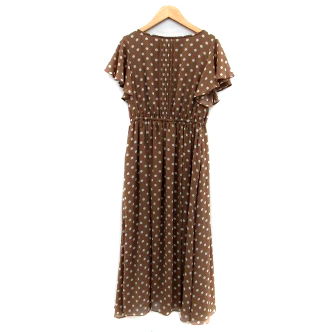 ナイスクラップ Nice Claup ワンピース ラウンドカラー 半袖 ロング丈 ドット柄 F 茶色 ブラウン 白 ホワイト Ho48 レディース 171 ベクトルパーク