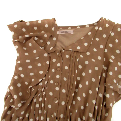 ナイスクラップ Nice Claup ワンピース ラウンドカラー 半袖 ロング丈 ドット柄 F 茶色 ブラウン 白 ホワイト Ho48 レディース 171 ベクトルパーク