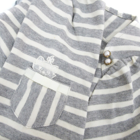 ウィルセレクション Willselection ディズニー Disney コラボ カットソー Tシャツ 七分袖 ラウンドネック 刺繍ワッペン リボン マリーちゃん ボーダー柄 1 グレー 白 ホワイト Ff34 レディース 171 ベクトルパーク