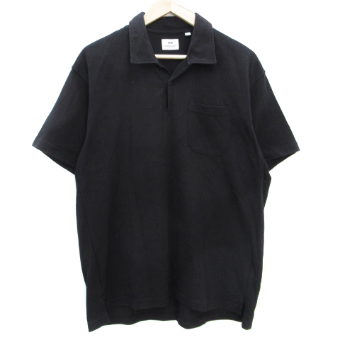 ユニクロ Uniqlo エンジニアードガーメンツ Engineered Garments コラボ シャツ カジュアル ポロシャツ 半袖 オープンカラー 無地 L 黒 ブラック Ff7 メンズ 171 ベクトルパーク